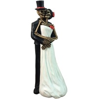 Statue de mariage vintage décorée à la main, squelette de danse, Figurine gothique pour Couple Halloween, décoration de la maison
