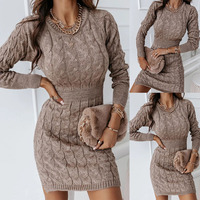 Vente d'usine ODM & OEM robe pull mince à manches longues pour femmes couvrant les hanches automne hiver tissu à tricoter ensemble 2 pièces