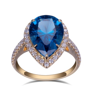 Anillo de Compromiso Messi Jewelry MS-829 de Oro de 10k con Espinela en Corte Pera, Estilo Clásico - Product Image 1