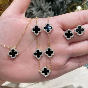 Bộ trang sức cỏ bốn lá SPJ cao cấp, charm bạc <span class=keywords><strong>925</strong></span>, vòng tay bạc S925, bộ trang sức dành cho nữ - Product Image 3