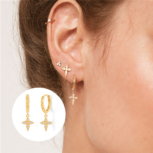 ROXI S925 Pendientes de Plata de Ley con Circonitas en Forma de Cruz, Estilo Europeo y Americano, Novedad - Product Image 4