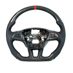 Volante Deportivo de Cuero Perforado con Fibra de Carbono Negro Brillante, Modelo de Venta Caliente, Apto para <span class=keywords><strong>Ford</strong></span> <span class=keywords><strong>Focus</strong></span> - Product Image 1
