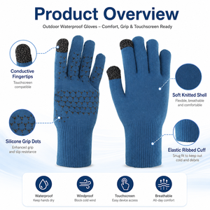 Nouveaux gants imperméables 2026 pour l'hiver, cinq doigts, coupe-vent, chauds, compatibles écran tactile, pour activités de plein air, fitness, cyclisme, randonnée, pêche - Product Image 4