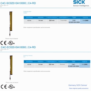 Sick C4c-ec02510a10000 Sick Sicherheits-Gitterförmiger Sensor Brandneu Original 24VDC IP67 250mm ABS DE 2024 Günstiger Preis - Product Image 4