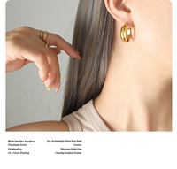 Boucles d'oreilles pendantes torsadées en acier inoxydable 304/316L plaqué or 18 carats, étanches, géométriques, tendance, unisexes, forme cercle épais