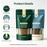 Sachet refermable personnalisé en PE résistant à la chaleur et à l'humidité avec fermeture éclair, idéal pour épices et snacks, 100g 200g