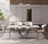 Support de meuble moderne en métal à pied central en V en acier inoxydable pour base de table à manger en marbre