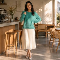 Pull-over personnalisé OEM & ODM pour femme, en maille duveteuse, à manches longues, col rond, automne-hiver, Noël, en acrylique, doux, Ropa De Mujer