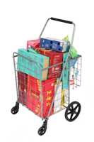 Chariot de magasinage pliable portable sur mesure de 65 kg pour les supermarchés, pour un usage domestique, avec support en plaque de fer au fond