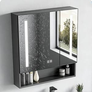 Meuble de salle de bain moderne et minimaliste sur pied pour hôtel, avec vasque intégrée en céramique et armoire miroir intelligente - Product Image 6