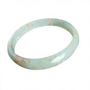 Bracelet en résine fait main, forme de bracelet, vert clair avec des taches dorées, bijoux de collection, thème Feng Shui, fête AZ ENTERPRISES - Product Image 2