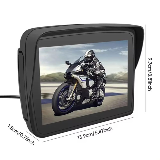 Motorcycle GPS Navigation Display 5 Inch Touch Screen with Wireless CarPlay Android Auto IP67 Waterproof