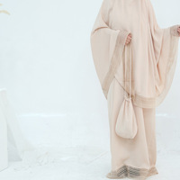 Nouvel ensemble de prière Abaya 4 pièces en soie de Médine à manches longues et dentelle – Nouvelles tendances pour femmes musulmanes