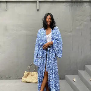 New Design Women's Summer Travel Beach Cover Up Swimsuit Long Kimono Cardigan With Leopard Print Beach Dress