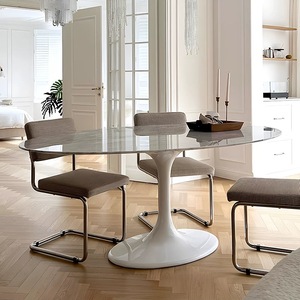 Luxury French Style Top Quality <strong>Tulip</strong> Oval White Marble Sintered Stone Dining <strong>Table</strong> - Product Image 5