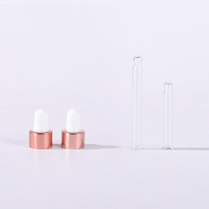 Pink Glass Dropper Bottle Square Shape Skin Care Serum <b>Container</b> Clear Surface Rose Gold Cap PP Collar - Product Image 4