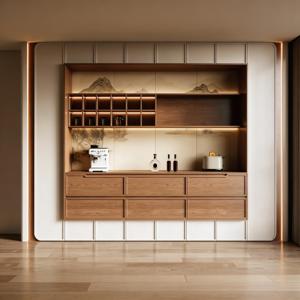 <span class=keywords><strong>Buffet</strong></span> de chambre à coucher moderne en bois de <span class=keywords><strong>style</strong></span> <span class=keywords><strong>oriental</strong></span> avec éclairage LED, 5+ tiroirs, rangement multiple, couleur neutre - Product Image 1