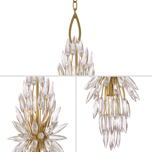 กระชับการออกแบบทองเหลืองกรอบคริสตัล Bunch ดอกไม้ Raindrop ตกแต่งร่วมสมัยโคมไฟจี้ - Product Image 6
