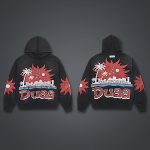 Sweat à capuche imprimé Duaa California pour homme, style streetwear oversize, noir, tricoté, manches régulières, style été - Product Image 2
