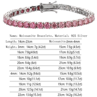 Bracelet tennis minimaliste en argent sterling 925 avec moissanite VVS1 dégradé violet rose blanc de 3 mm, bijoux à effet chromatique