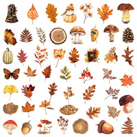 50 autocollants par paquet, autocollants à thème végétal d'automne : décorations pour valises, carnets et journaux - autocollants spécimens