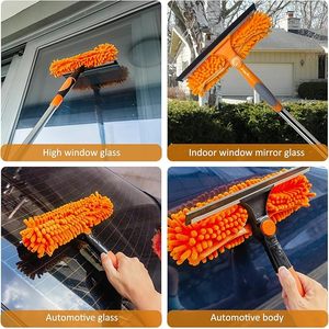 Kit de raclette et plumeau extensible 2 en 1 de 20 pieds à haute portée Outil de nettoyage de <span class=keywords><strong>vitres</strong></span> double face - Product Image 4