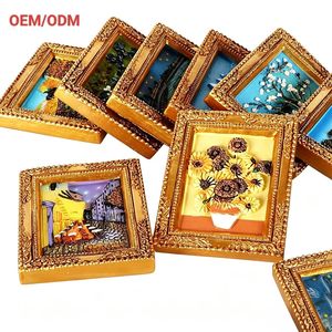 Série d'aimants de réfrigérateur personnalisés Van Gogh, <span class=keywords><strong>relief</strong></span> 3D en résine, écologiques, luxe moderne, décor magnétique de peintures célèbres, promotion - Product Image 1