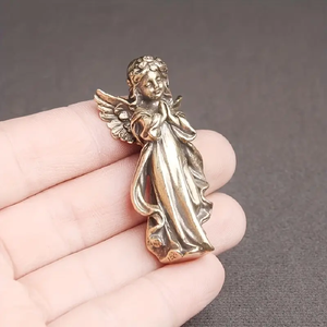 Decorazione d'angelo in ottone: ragazza d'angelo, adatta per regalare amici, decorazioni per la casa, Display da tavolo per soggiorno o camera da letto - Product Image 2