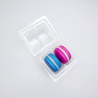 Boîte à biscuits Macaron 2 trous en plastique Blister Boîte d'emballage à clapet en plastique PET transparent pour dessert