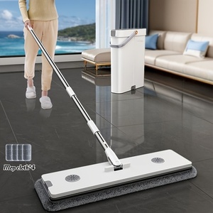 For JOYBOS 16'' Large Flat Floor Mop and Bucket System with Magic Handle and Steel Pole Floor <strong>Cleaning</strong> <strong>Tool</strong> with Wringer Set - Product Image 6