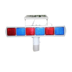 Luz de Advertencia de Tráfico Solar, 6 Rejillas, LED Rojo y Azul Intermitente, Montaje en Poste, IP65, para Zonas de Construcción - Product Image 1