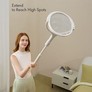 Raquette anti-moustiques rechargeable en ABS solide avec tête rotative et perche télescopique pour la vente en gros - Product Image 3