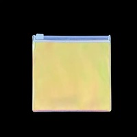Pochette zippée en PVC holographique rose durable et personnalisée avec anneau de traction, brillante et réfléchissante, mini-sac à fermeture éclair avec logo et taille sur mesure