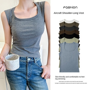 Camisole décontracté débardeur pour femme avec logo sur le devant coussin de poitrine intégré anti-marche haut sans manches de <span class=keywords><strong>grande</strong></span> <span class=keywords><strong>taille</strong></span> - Product Image 2