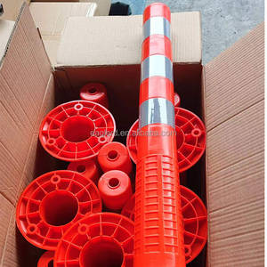 Delimitador de Tráfico Flexible Amarillo de 75 cm, Poste de Advertencia de <span class=keywords><strong>PU</strong></span> con Resorte - Product Image 4