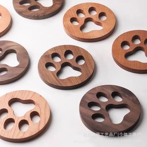 Wooden Cat Paw Coaster Heat Resistant Japanese Style <b>Teacup</b> Mat Gift For Tea Room Set - Product Image 1