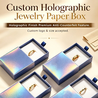 Boîte à anneaux carrée en velours personnalisée, autocollant de sécurité holographique anti-contrefaçon, emballage de luxe pour bijoux et montres, boîtes rigides recyclables