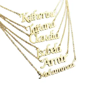 BMZ 2024 personnalisé haut-polissage miroir Surface collier initial 316L inoxydable plaqué or Alphabet lettre <span class=keywords><strong>Style</strong></span> chrétien à la mode - Product Image 1