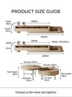 Ensemble Meuble TV et Table Basse en Bois Naturel de Luxe Moderne, Design Décalé, Bords Arrondis, Console Multimédia Japandi pour Salons