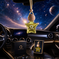 Flacon diffuseur de parfum de voiture en verre transparent en forme d'étoile, vide, recyclable, de luxe, 9 ml, avec bouchon en bois