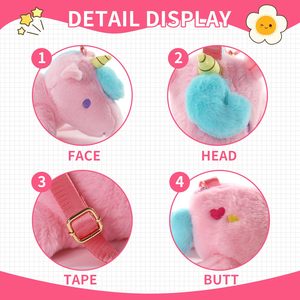 Custom Super morbido <span class=keywords><strong>unicorno</strong></span> rosa farcito <span class=keywords><strong>borsa</strong></span> di peluche per ragazza carina giocattoli di peluche PP imbottiti di cotone - Product Image 4
