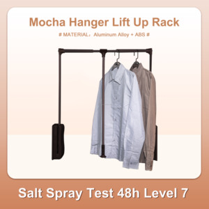 Support mural en alliage d'aluminium Mocha Lift pour cintres, <span class=keywords><strong>kit</strong></span> d'organisation de <span class=keywords><strong>placard</strong></span> avec étagères à vêtements, rangement gain de place pour armoire - Product Image 2