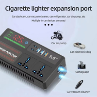 Inverter Mobil 200W DC 12V/24V ke AC 220V Adaptor Daya Ganda Tipe-C QC3.0 Konverter Mobil dengan Layar Digital Inverter Kendaraan