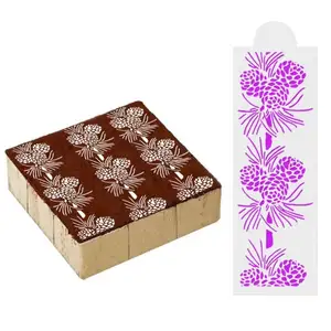 1Pcs 31.5*10.7cm pine cone Lace Totem Stencil Pad Plastic Spray Flower Cake Mold Strew Cupcake Decoration Baking Tool Moulds