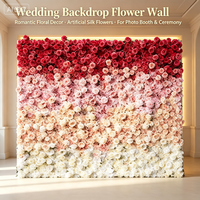 Mur de fleurs artificielles 5D en tissu à rouler Rose Blanche, toile de fond de mariage, décoration d'événements, banquet, accessoires de vitrine florale, réaliste