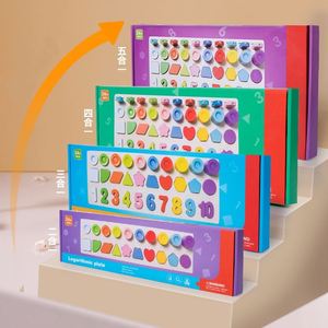 Juguete de apilamiento preescolar, bloques de números y formas, juego de pesca de madera Montessori 5 en 1, clasificador de formas, juego de conteo - Product Image 5