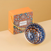 Ensemble de bols en céramique et porcelaine de 4,5 pouces, style bohème et luxe léger, vintage, passe au micro-ondes, boîte cadeau avec cuillère pour cadeau de mariage