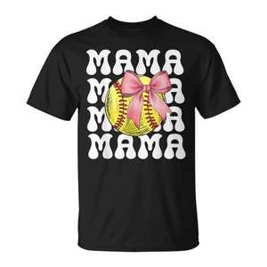 Camiseta Softball Mama con diseño de lazo rosa para mamá y aficionada - Product Image 1