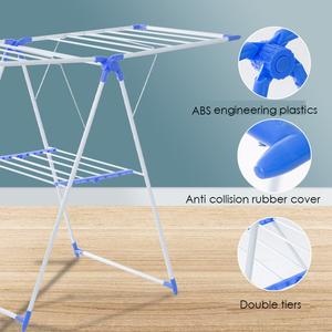 Salvaspazio stendini a doppia fila, portabiancheria in metallo con stendibiancheria regolabile in altezza per coperte asciugamani - Product Image 4