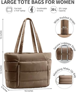 Borsa Tote Imbottita RTS per Donne, Borsa da Lavoro Leggera, Borsa a Tracolla, Borsa per Computer da 15.6 Pollici, Regalo Ideale per Signore, Marrone - Product Image 3